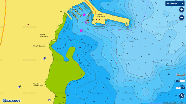 Откыть карту Navionics яхтенных стоянок в Корралехо. Фуэртевентура. Канарские острова.