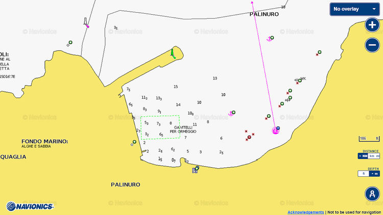 Открыть карту Navionics стоянок яхт в Палинуро
