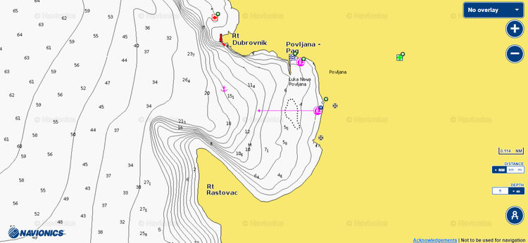 Открыть карту Navionics стоянок яхт в бухте Нова Повляна