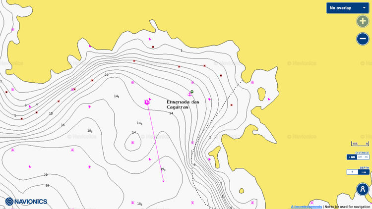Открыть карту Navionics якорной стоянки яхт у острова Большой Селваженш