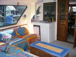 Roomy aft deck (A dining table is being customed designed at this very moment .)
