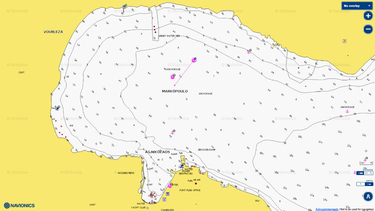 Открыть карту Navionic якорной стоянки яхт в Порто Рафти