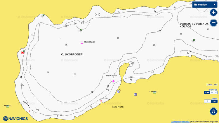 Открыть карту Navionic якорной стоянки яхт в бухте Скропонерия