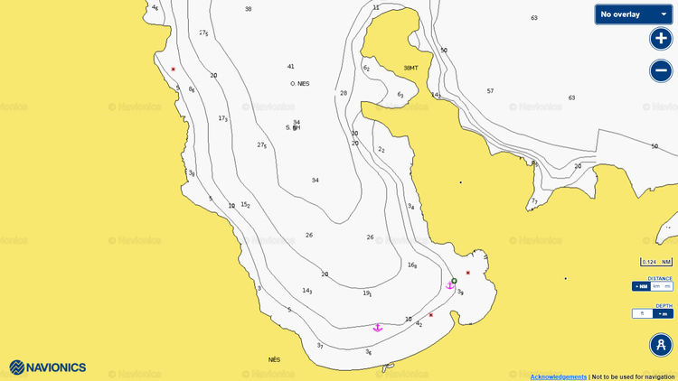 Открыть карту Navionic якорной стоянки яхт в бухте Ниэс