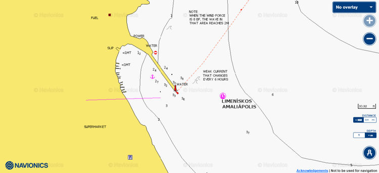 Открыть карту Navionic стоянок яхт в фишпорту Амалиаполи