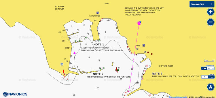Открыть карту Navionic стоянки яхт в фишпорту Неос Мармарас
