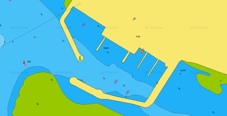 Открыть карту Навионикс стоянки яхт в порту Гран Бур