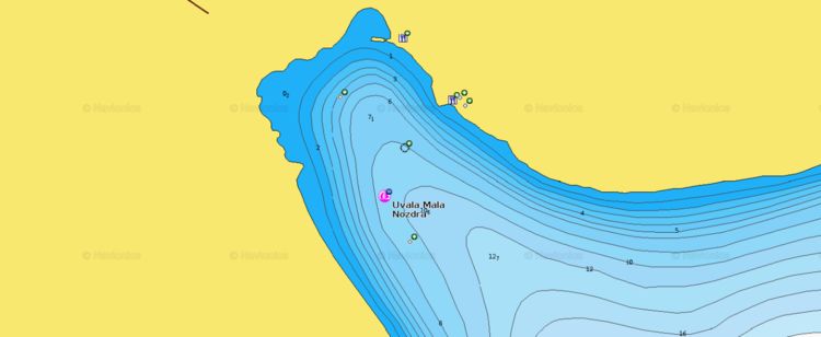 Открыть карту Navionics стоянок яхт в бухте Мала Ноздра