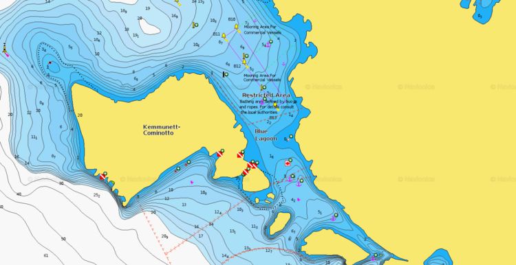 Открыть карту Navionics якорной стоянки яхт в Голубой Лагуне