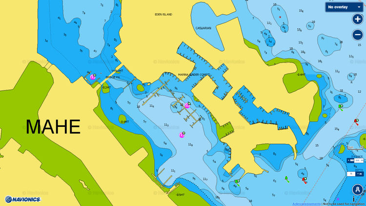 Открыть карту Navionics стоянки яхт в марине острова Иден. Маэ. Сейшелы
