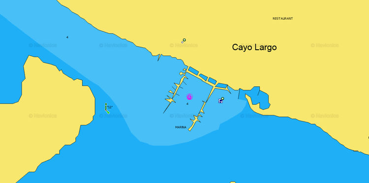 Открыть карту Navionics яхтенной Марины Кай Ларго. Куба