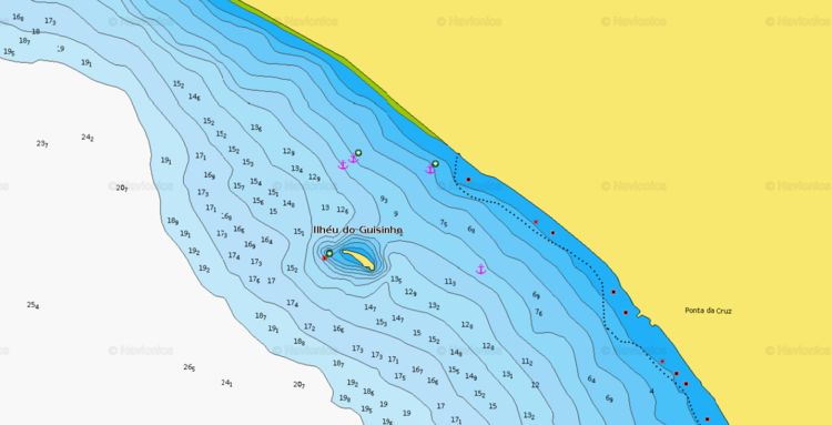 Открыть карту Navionics якорных стоянок яхт на юго-западе острова Санта-Лузия. Кабо-Верде.