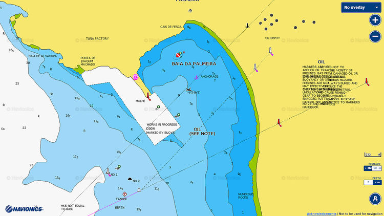 Открыть карту Navionics яхтенных стоянок в бухте Пальмейра острова Сал