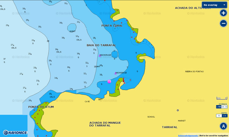 Открыть карту Navionics яхтенных стоянок в бухте Таррафал на севере острова Сантьягу. Кабо-Верде.