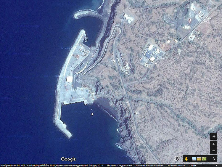 Фото из космоса (Google Earth) порту Сан Филипи на острове Фогу. Кабо-Верде.