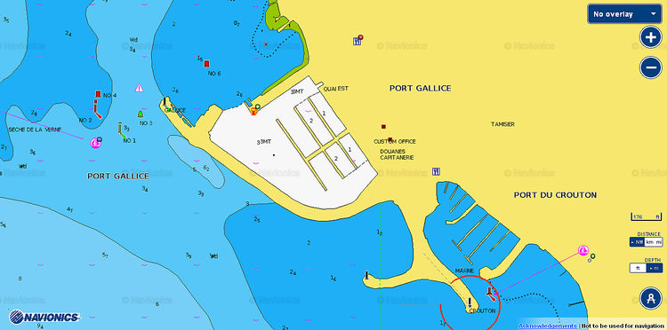 Открыть карту Navionics яхтенной марины Порт Галис. Антиб. Франция