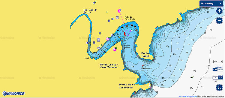 Открыть карту Navionics яхтенной марины Порто Кристо. Майорка. Балеары. Испания