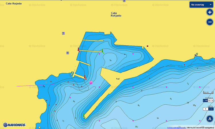 Открыть карту Navionics яхтенной марины Кала Ратьяда. Майорка. Балеарские острова