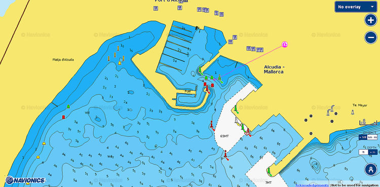 Открыть карту Navionics яхтенной марины Порт д'Алкудия. Майорка. Балеары. Испания