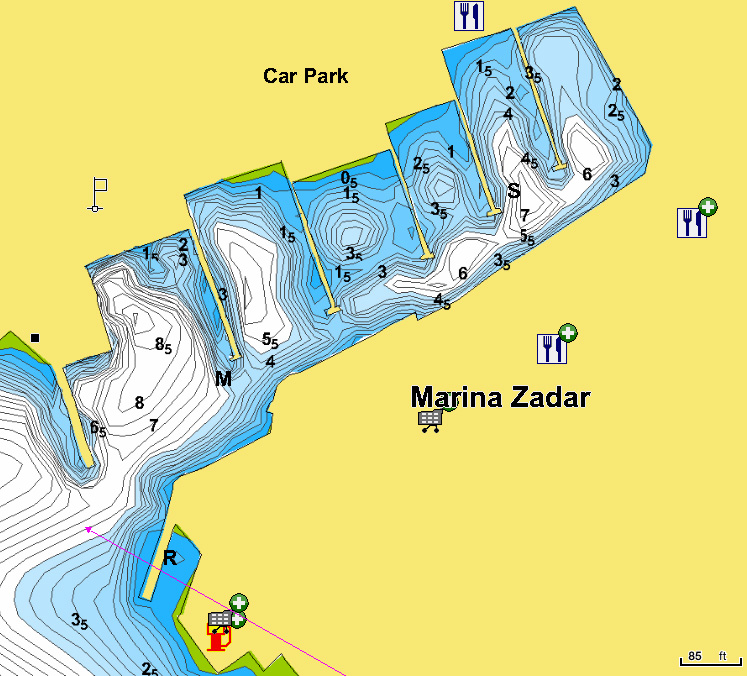 Открыть карту Navionics стоянок яхт в марине Задар
