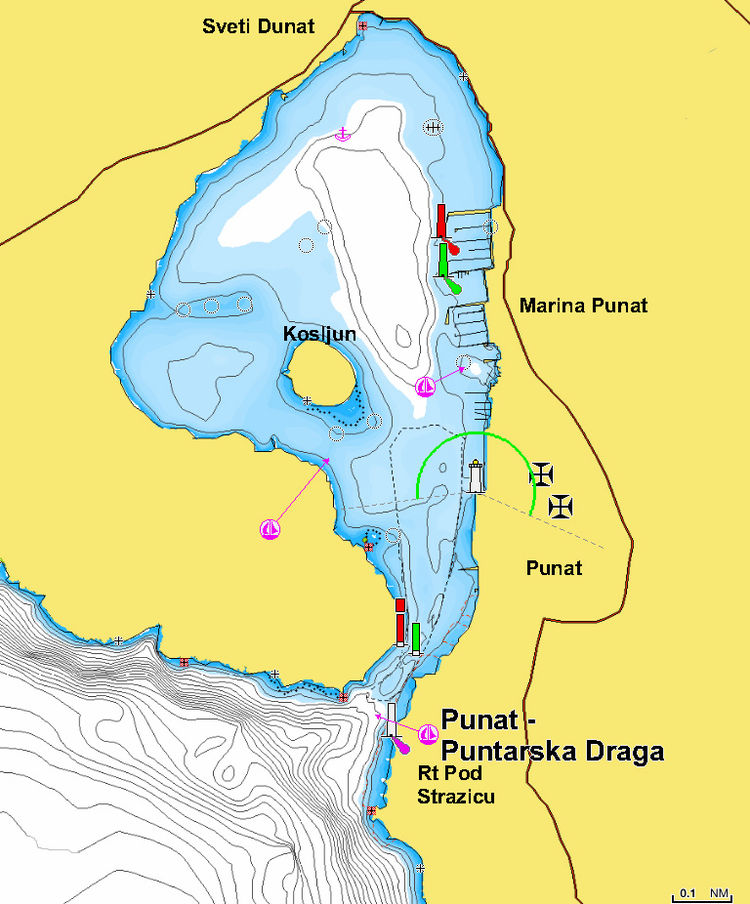 Открыть карту Navionics стоянок яхт в бухте Пунтарска Драга