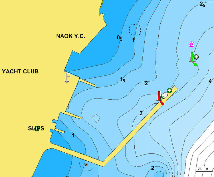 To open the Navionics map of the yacht berth at the NAOK club. Corfu. Greec