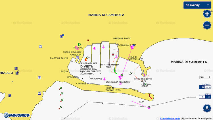 Открыть карту Navionics стоянок яхт в марине Камерота