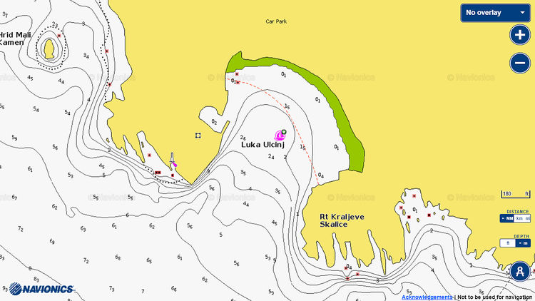 Открыть карту Navionics стоянок яхт в Улцине