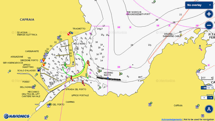 Открыть карту Navionics стоянок яхт в марине Капрая