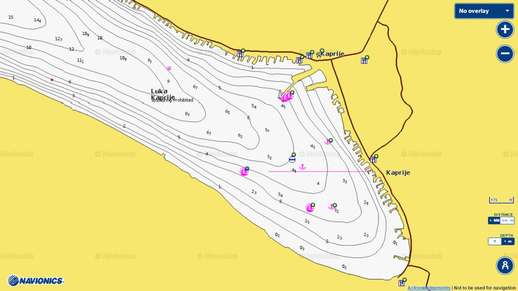 Открыть карту Navionics стоянок яхт в порту Каприе