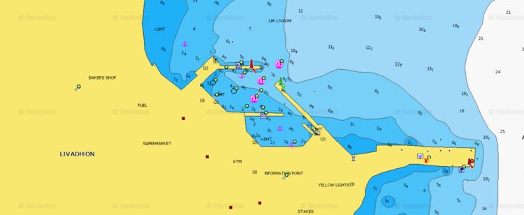 Открыть карту Navionics стоянок яхт в Ливади