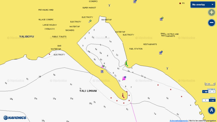 Открыть карту Navionics стоянок яхт в порту Калкан