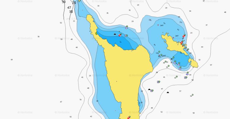 Открыть карту Navionics якорных стоянок яхт у острова Мианг. Андамантское море. Тайланд