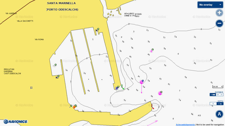 Открыть карту Navionics стоянок яхт в марине Санта Маринелла