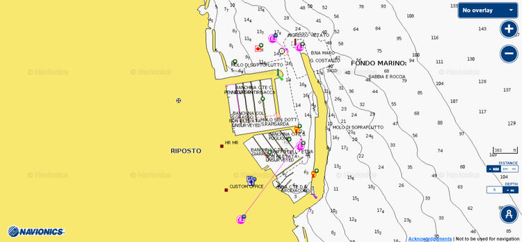 Откыть карту Navionics яхтенной марины Порто Этна. Катанья. Сицилия.