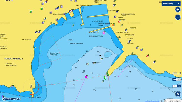 Открыть карту Navionics стоянок яхт в Порто Азуро
