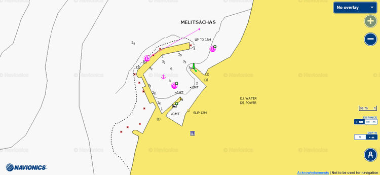 Открыть карту Navionics стоянок яхт в Миртиес. Остров Калимнос. Додеканес. Греция