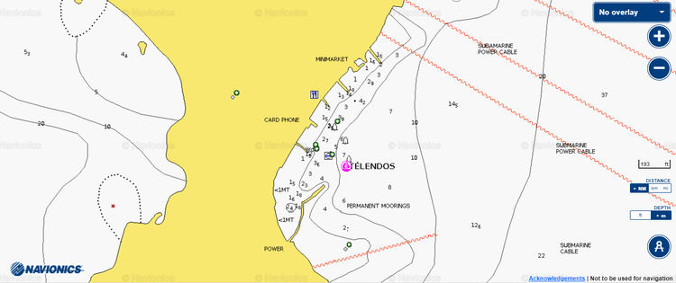 Открыть карту Navionics стоянок яхт у острова Телендос. Остров Калимнос. Додеканес. Греция