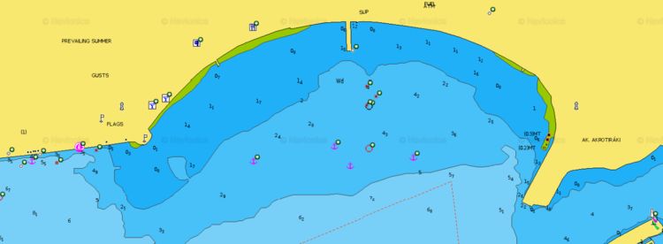 Открыть карту Navionics якорная стоянка яхт в Лакки