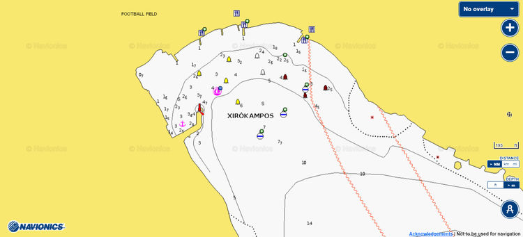 Открыть карту Navionics стоянок яхт в Сирокамбос. Остров Лерос. Додеканес. Греция