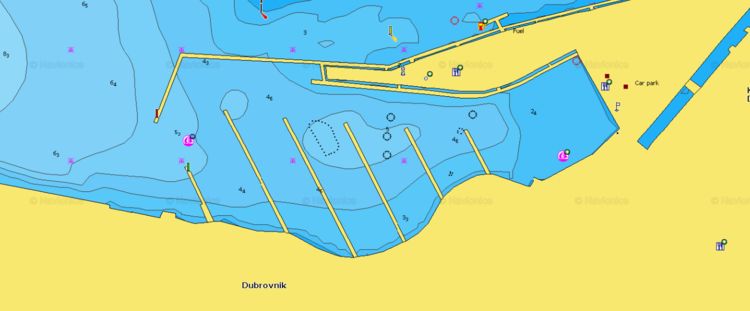 Открыть карту Navionics стоянок яхт в ACI marina Dubrovnik
