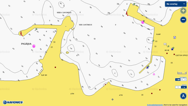 Открыть карту Navionics стоянок яхт в порту Карпатос. Остров Карпатос. Додеканес. Греция