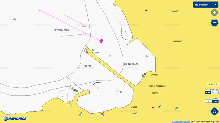 Открыть карту Navionics стоянок яхт в порту Гюльюк