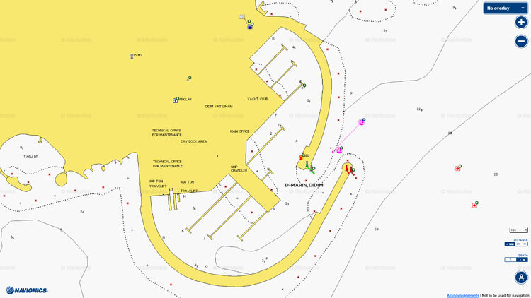 Открыть карту Navionics стоянок яхт в Дидим Марине