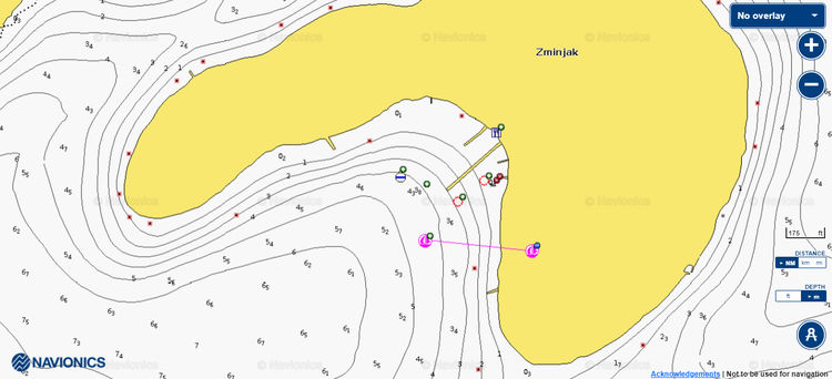 Открыть карту Navionics стоянок яхт у острова Зминяк