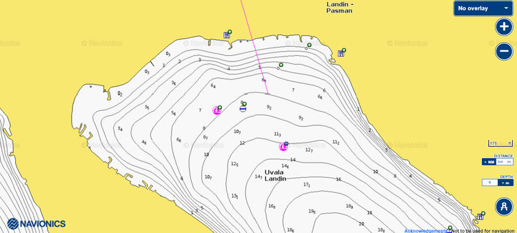 Открыть карту Navionics стоянок яхт в бухте Ландин