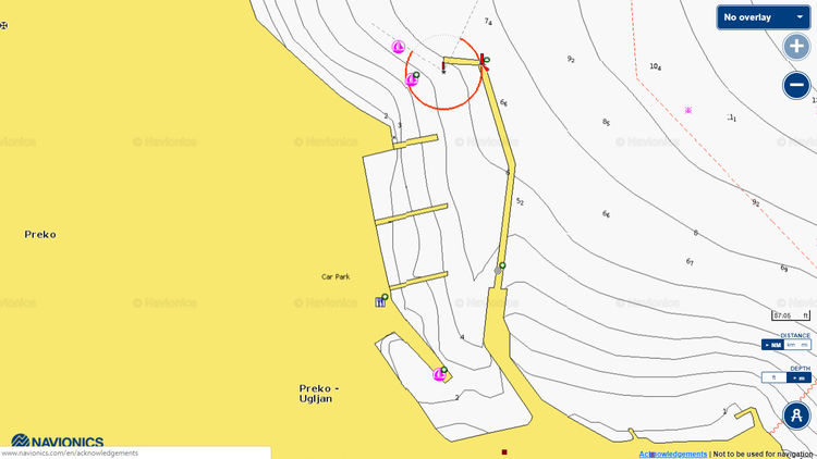 Открыть карту Navionics стоянок яхт в Марине Преко