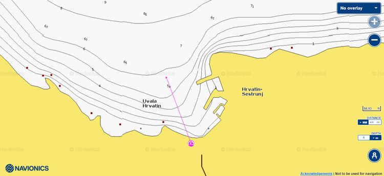 Открыть карту Navionics стоянок яхт в бухте Хрватин