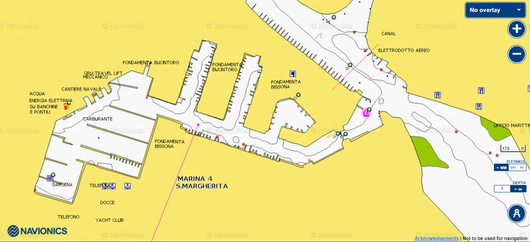 Открыть карты Навионикс стоянок яхт в "Марине 4" в Каорле. Италия