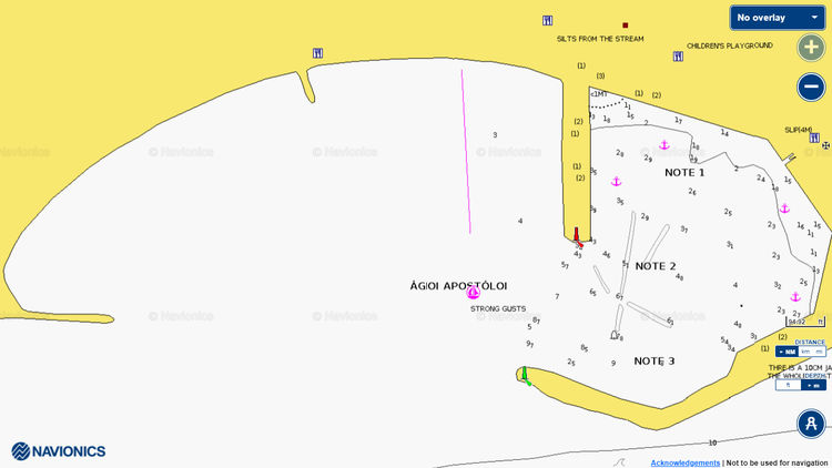 Открыть карту Navionic яхтенных стоянок в порту Святых Апостолов на острове Эвия